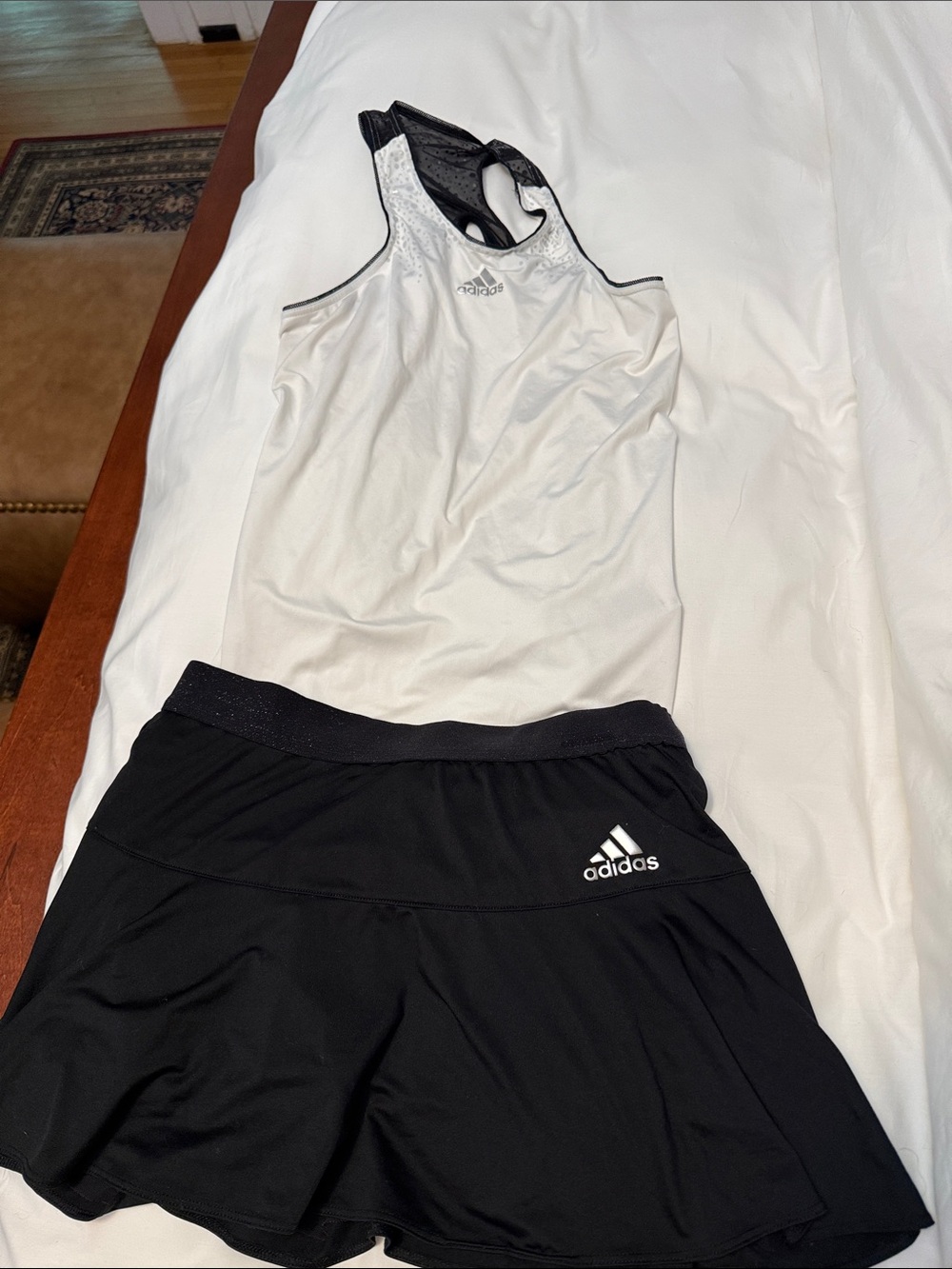 adidas Black Tennis Skort with White Tank Logo Set